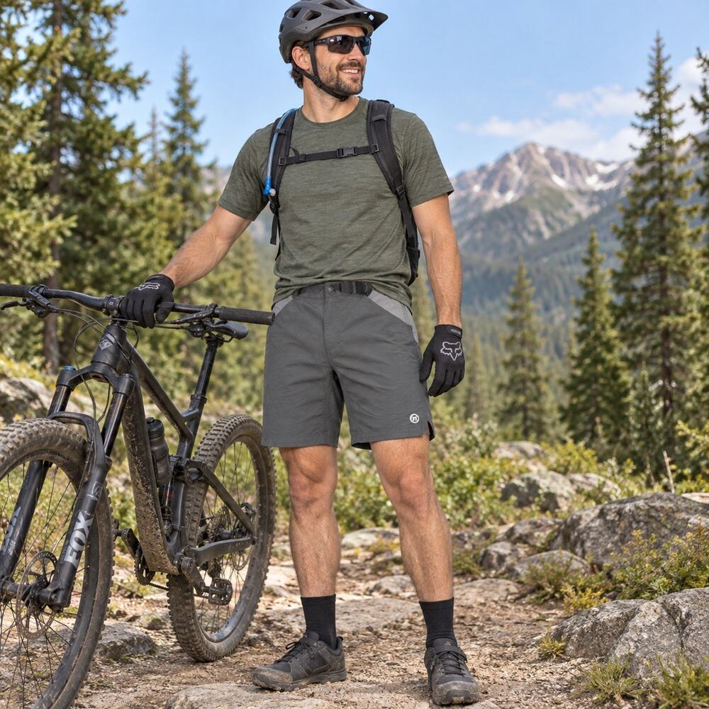 Novara Men’s Small Padded Mountain Bike Shorts Gray MTB Cycling Nylon Belted REI